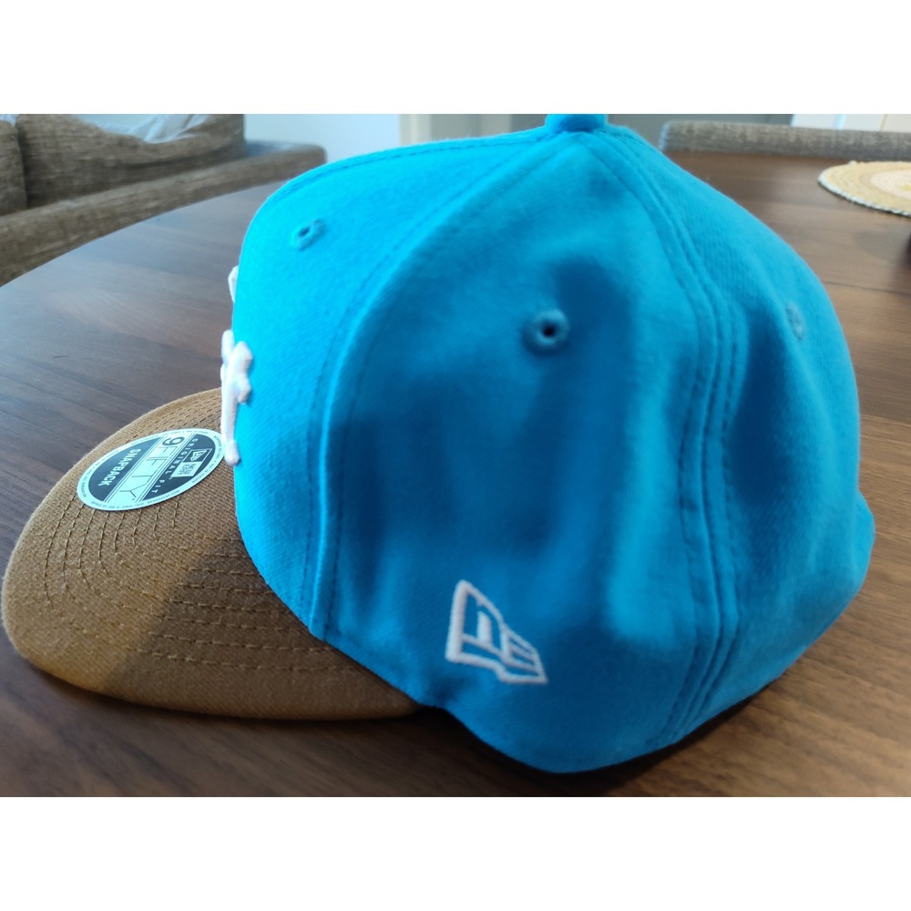 New Era 9FIFTY Pabst Blue Ribbon Snapback Hat Turquoise Brown Flat Bill Cap OSFM - Picture 2 of 6